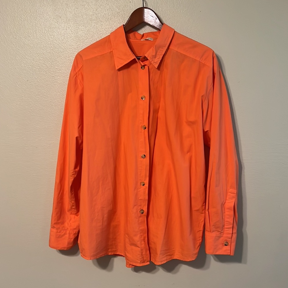 DONNI. Bright Orange Button-Up Shirt